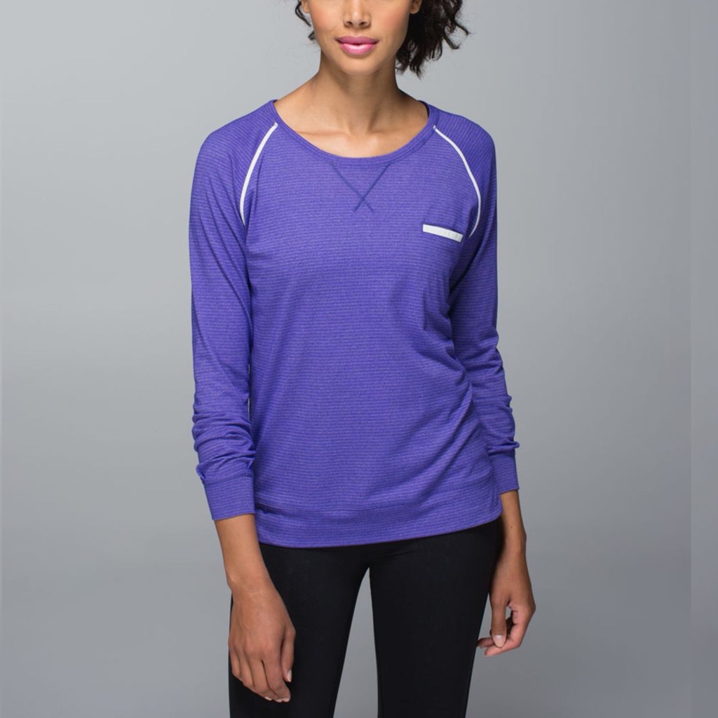 Lululemon Weightless Crew Sz 10 In Heathered Bruised Berry